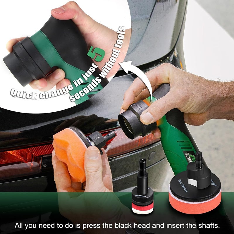 BATOCA S5 Cordless Mini Car Polisher Buffer Machine Dual Action & Rotary Mini Polishing Machine 1x 12V 2A Battery with 1inch 3inch Polishing Pads Kit for Car Motorcycle Deatiling Polish Buffing Clean - Image 5